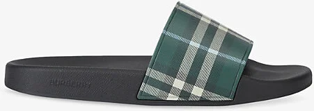 Mens Green Comb Furley Check Rubber Sliders Eur 44 / 10 Uk Men