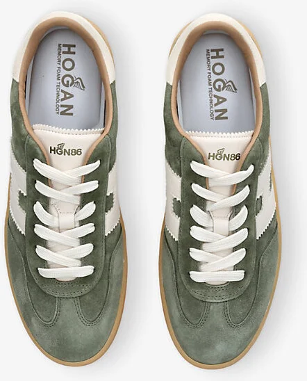 Mens Green Cool Logo-Patch Suede Low-Top Trainers Eur 45 / 11 Uk Men - Image 2