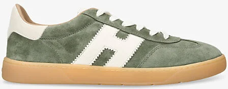 Mens Green Cool Logo-Patch Suede Low-Top Trainers Eur 45 / 11 Uk Men