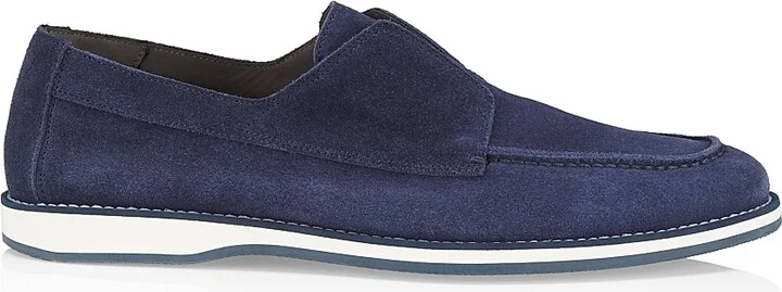 Men's Green Field Suede Slip-On Loafers - Blue - Size 8