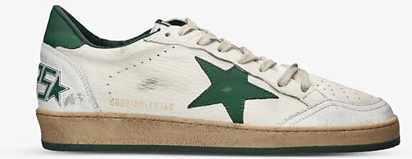 Mens Green Oth Ball Star Star-Patch Leather Low-Top Trainers Eur 45 / 11 Uk Men