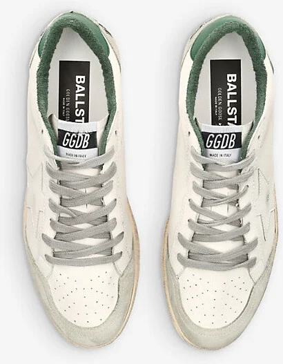 Mens Green Oth Ballstar Logo-Print Leather Low-Top Trainers Eur 41 / 7 Uk Men - Image 2