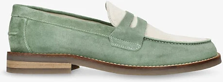 Mens Green Oth Wilde Suede Penny Loafers Eur 44 / 10 Uk Men