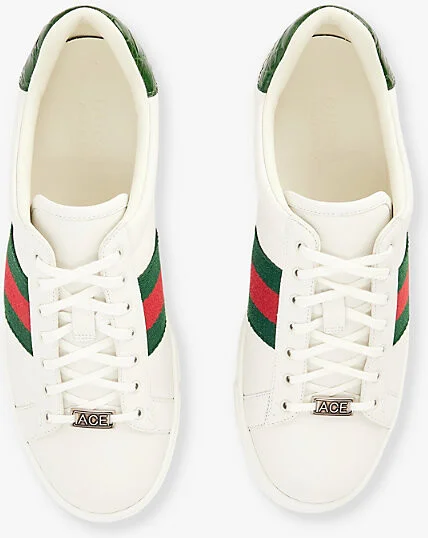 Mens Green White Ace Leather Low-Top Trainers Eur 45 / 11 Uk Men - Image 2