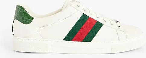 Mens Green White Ace Leather Low-Top Trainers Eur 45 / 11 Uk Men