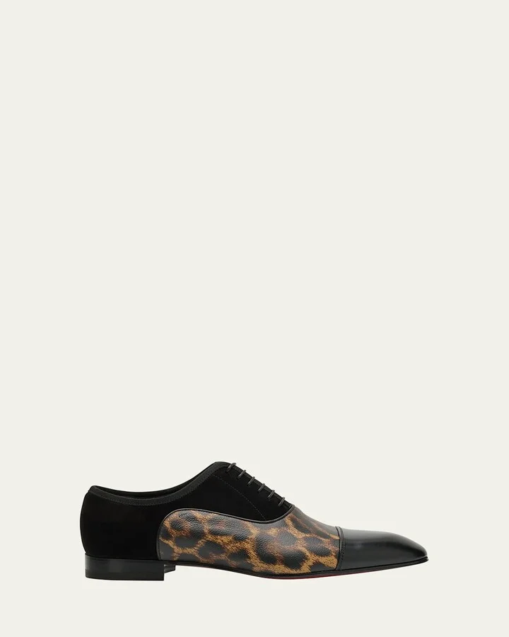 Men's Greggo Mixed Leather Red Sole Tuxedo Lace-Ups