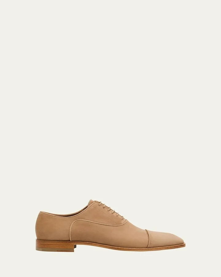 Men's Greggory Cap-Toe Nubuck Leather Oxfords