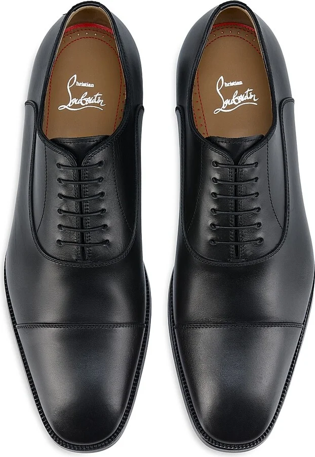Men's Greggory Leather Oxford Shoes - Black - Size 6 - Image 4