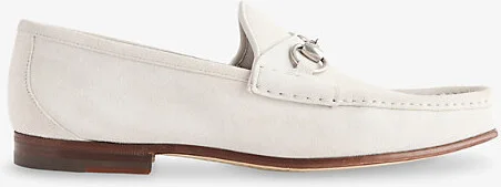 Mens Greige Horsebit 1953 Suede Loafers Eur 41 / 7 Uk Men