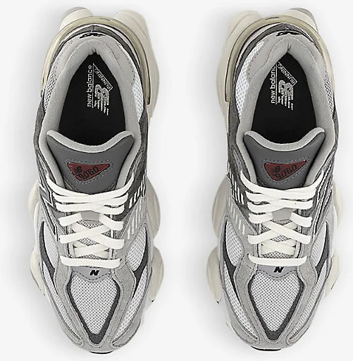 Mens Grey 9060 Leather, Suede and Mesh Low-Top Trainers 5.5 - Image 2