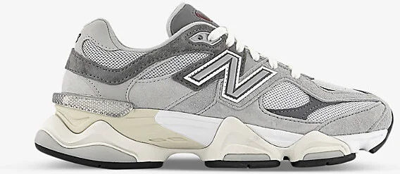 Mens Grey 9060 Leather, Suede and Mesh Low-Top Trainers 5.5