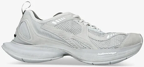 Mens Grey Circuit Faux-Leather and Mesh Low-Top Trainers Eur 45 / 11 Uk Men