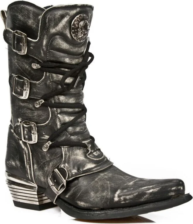 Men's Grey Dallas Leather Boots- M.7993-S3