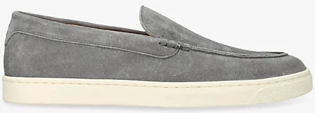 Mens Grey/Dark Chevron Slip-On Suede Loafers Eur 42 / 8 Uk Men