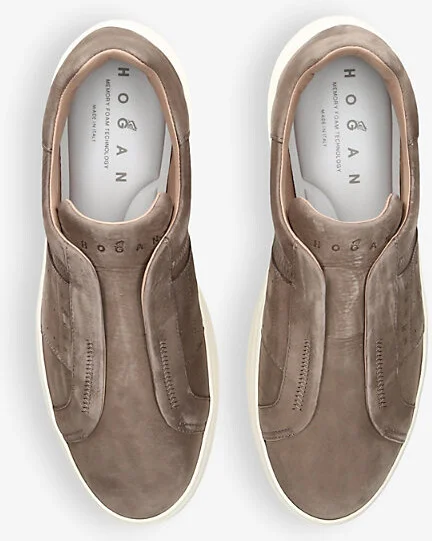 Mens Grey/Dark Fascia Slip-On Logo-Embossed Suede Low-Top Trainers Eur 42.5 / 8.5 Uk Men - Image 2