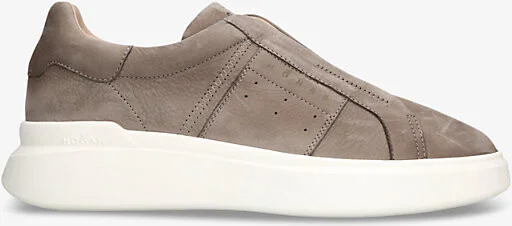 Mens Grey/Dark Fascia Slip-On Logo-Embossed Suede Low-Top Trainers Eur 42.5 / 8.5 Uk Men