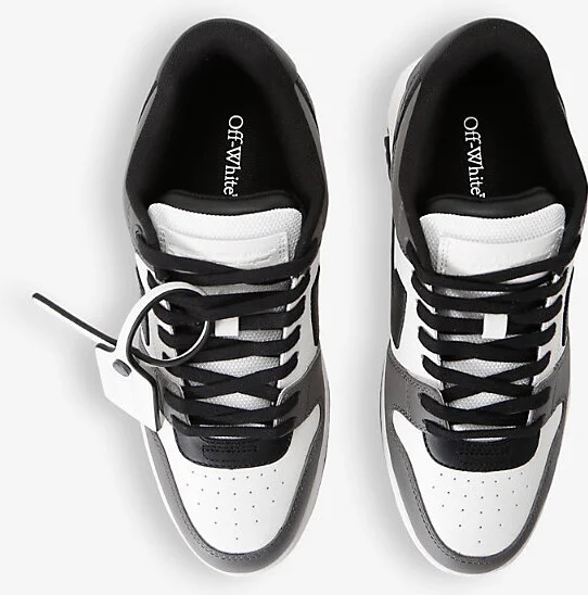 Mens Grey/Dark Out Of Office Logo-Embroidered Leather Low-Top Trainers Eur 39 / 5 Uk Men - Image 2