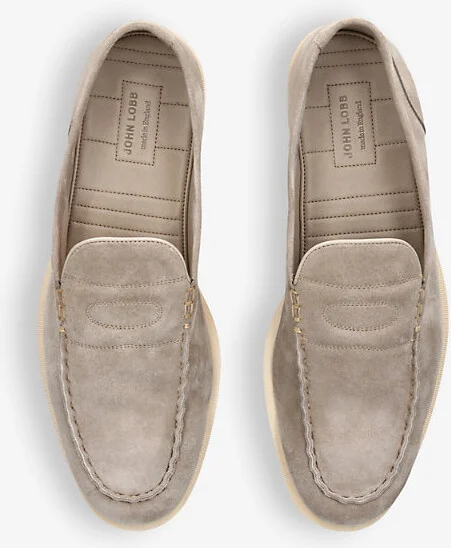 Mens Grey/Dark Pace Slip-On Suede Loafers Eur 46 / 12 Uk Men - Image 2