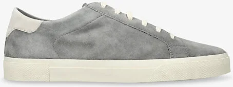 Mens Grey Foiled-Logo Suede Low-Top Trainers Eur 46 / 12 Uk Men