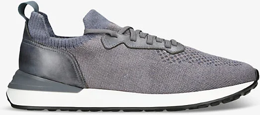 Mens Grey Grafton Knitted Low-Top Trainers 5
