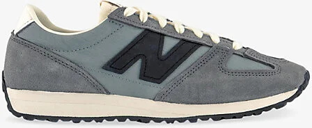 Mens Grey Grey Black 471 Mesh and Suede Low-Top Trainers 4.5