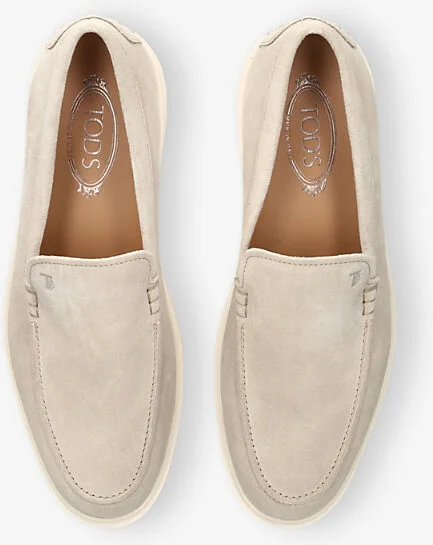 Mens Grey/Light Ibrido Almond-Toe Suede Loafers Eur 42.5 / 8.5 Uk Men - Image 2