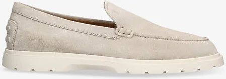 Mens Grey/Light Ibrido Almond-Toe Suede Loafers Eur 42.5 / 8.5 Uk Men