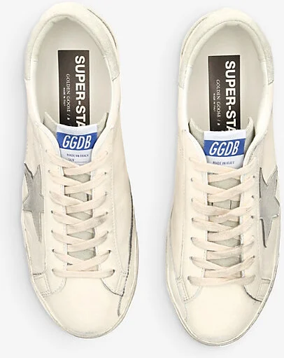 Mens Grey/Light Super Star Star-Embroidered Leather Low-Top Trainers Eur 41 / 7 Uk Men - Image 2