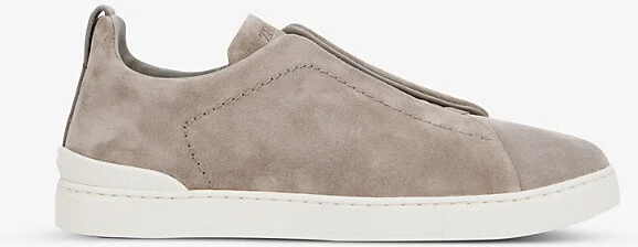 Mens Grey/Light Triple Stitch Contrast-Sole Suede Low-Top Trainers Eur 41 / 7 Uk Men