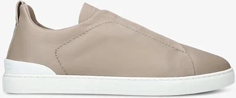 Mens Grey Mid Triple Stitch Secondskin Shearling Leather Low-Top Trainers Eur 39 / 5 Uk Men
