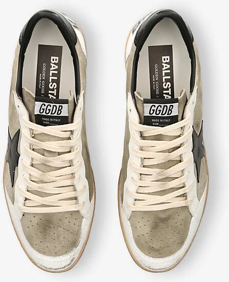 Mens Grey Mixed Ball Star Leather Low-Top Trainers Eur 42 / 8 Uk Men - Image 2