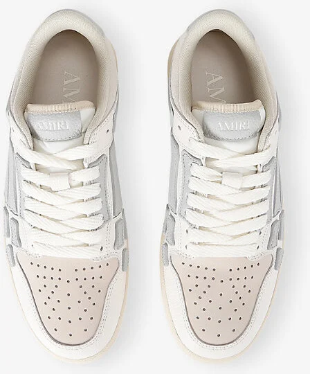 Mens Grey Mixed Skel Low Leather Trainers Eur 46 / 12 Uk Men - Image 2