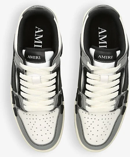 Mens Grey Mixed Varsity Skel Panelled Leather Low-Top Trainers Eur 41 / 7 Uk Men - Image 2