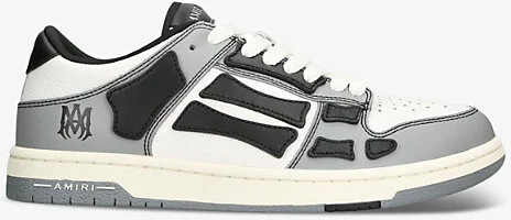 Mens Grey Mixed Varsity Skel Panelled Leather Low-Top Trainers Eur 41 / 7 Uk Men