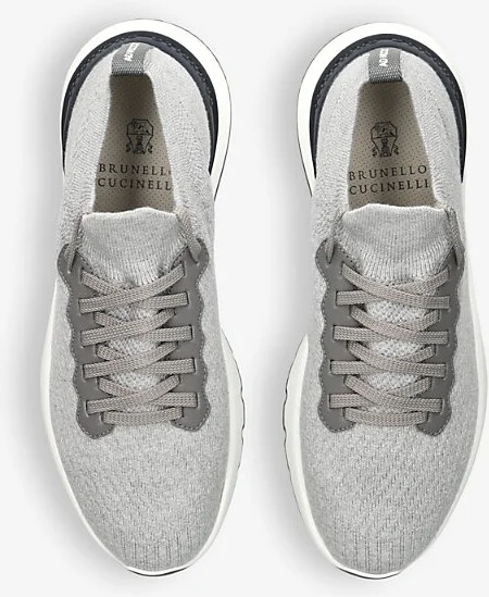 Mens Grey/Other Brand-Embossed Knitted Fabric Low-Top Trainers Eur 44 / 10 Uk Men - Image 2