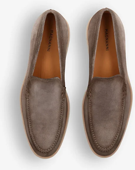 Mens Grey Paraiso Tonal-Stitching Suede Loafers Eur 45 / 11 Uk Men - Image 2