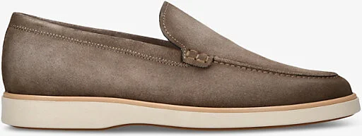 Mens Grey Paraiso Tonal-Stitching Suede Loafers Eur 45 / 11 Uk Men