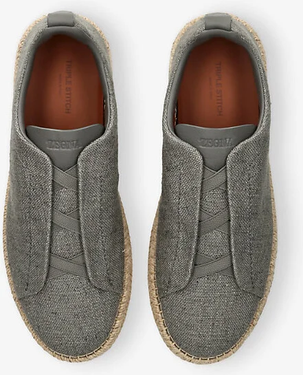 Mens Grey Triple Stitch Canvas Espadrilles Eur 40 / 6 Uk Men - Image 2