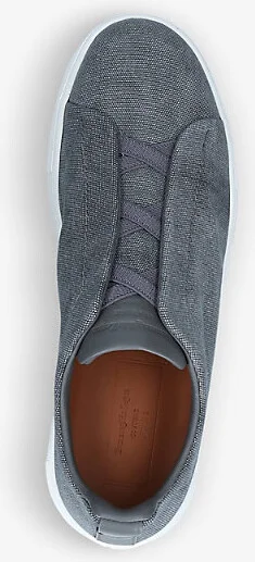 Mens Grey Triple Stitch Low-Top Cotton Trainers Eur 44 / 10 Uk Men - Image 2