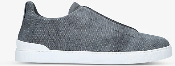 Mens Grey Triple Stitch Low-Top Cotton Trainers Eur 44 / 10 Uk Men