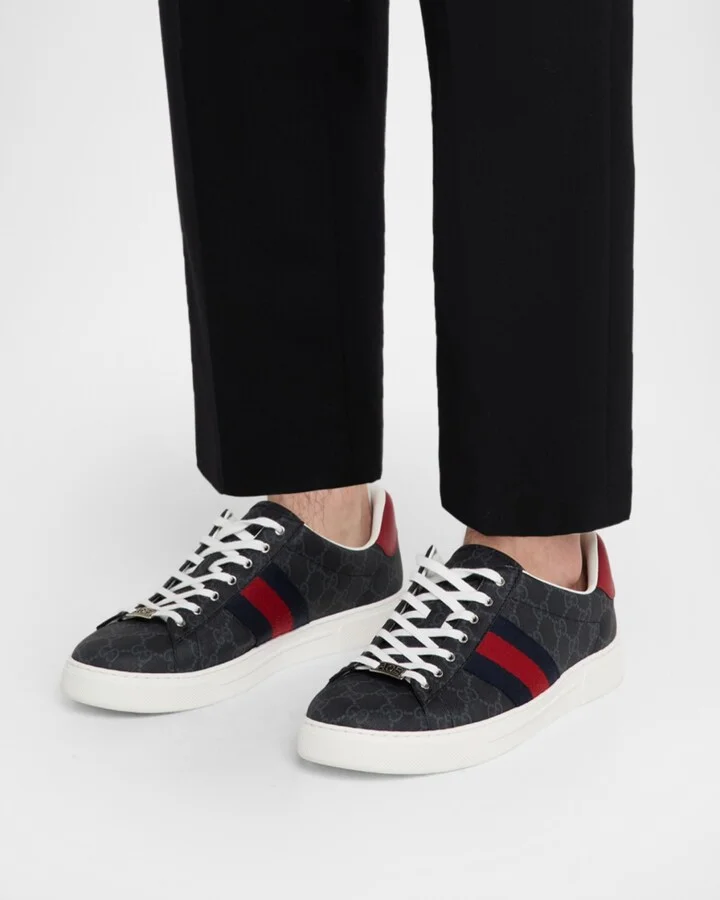 Men's Gucci Ace Low-Top Sneakers with Web - Image 4