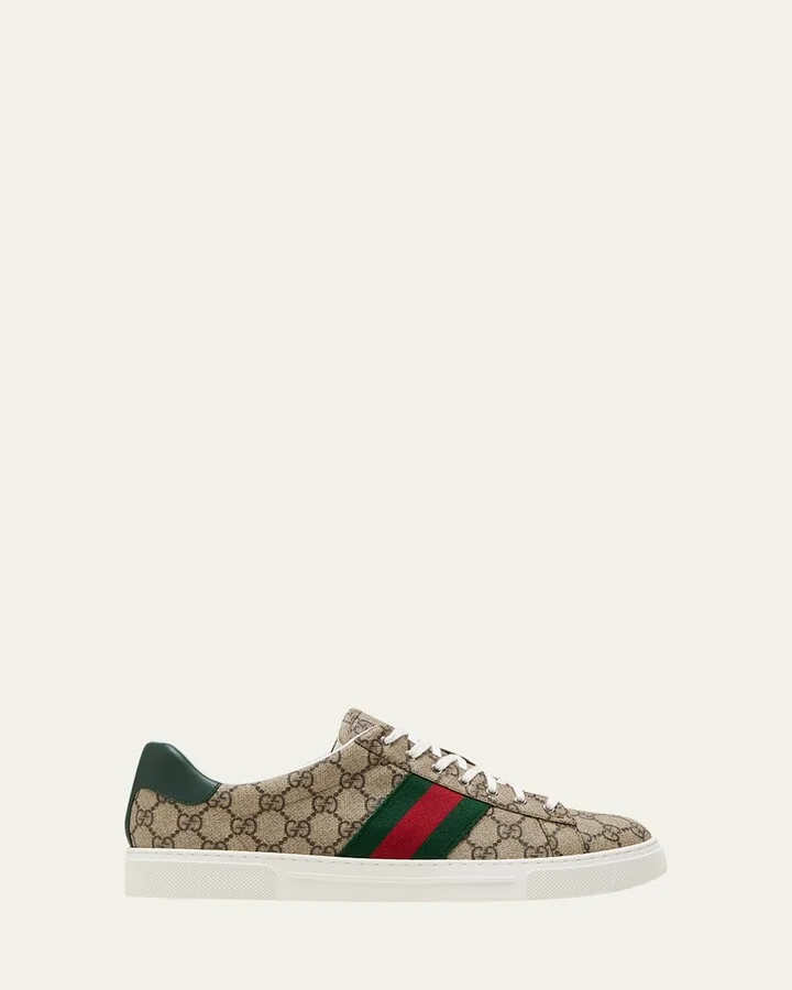Men's Gucci Ace Low-Top Sneakers with Web
