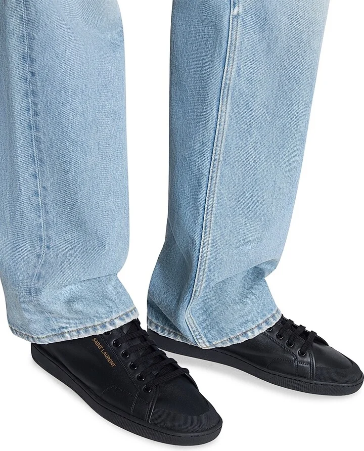Men's Gym Sneakers in Smooth Leather - Black - Size 7 - Image 4