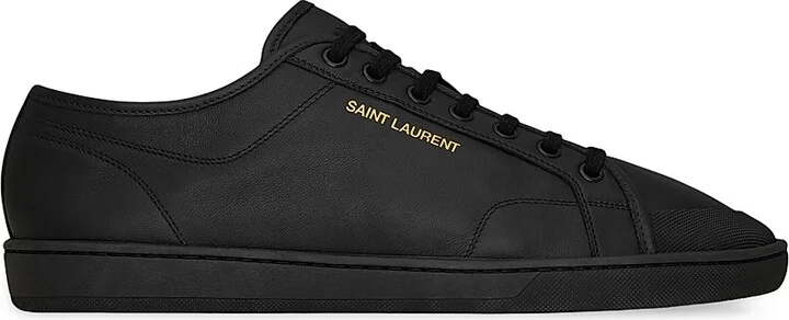 Men's Gym Sneakers in Smooth Leather - Black - Size 7