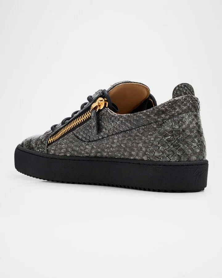 Men's GZ94 Metallic Croc-Print Leather Low-Top Sneakers - Image 2