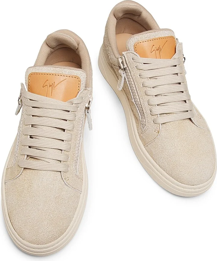 Men's GZ94 Suede Low-Top Sneakers - Cream - Size 7.5 - Image 4