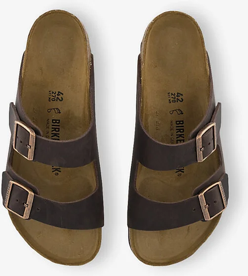 Mens Habana Waxy Leather Arizona Double-Strap Suede Sandals Eur 44 / 10 Uk Men - Image 2