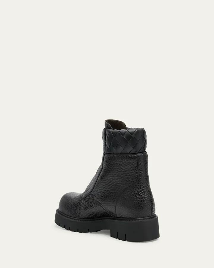 Men's Haddock Grained Leather Zipped Ankle Boots - Image 3