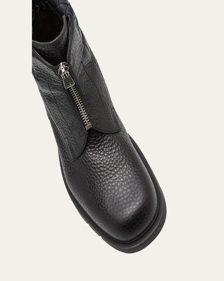 Men's Haddock Grained Leather Zipped Ankle Boots - Image 6