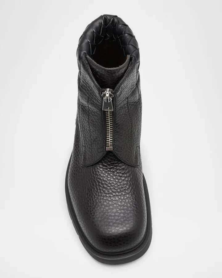 Men's Haddock Grained Leather Zipped Ankle Boots - Image 2